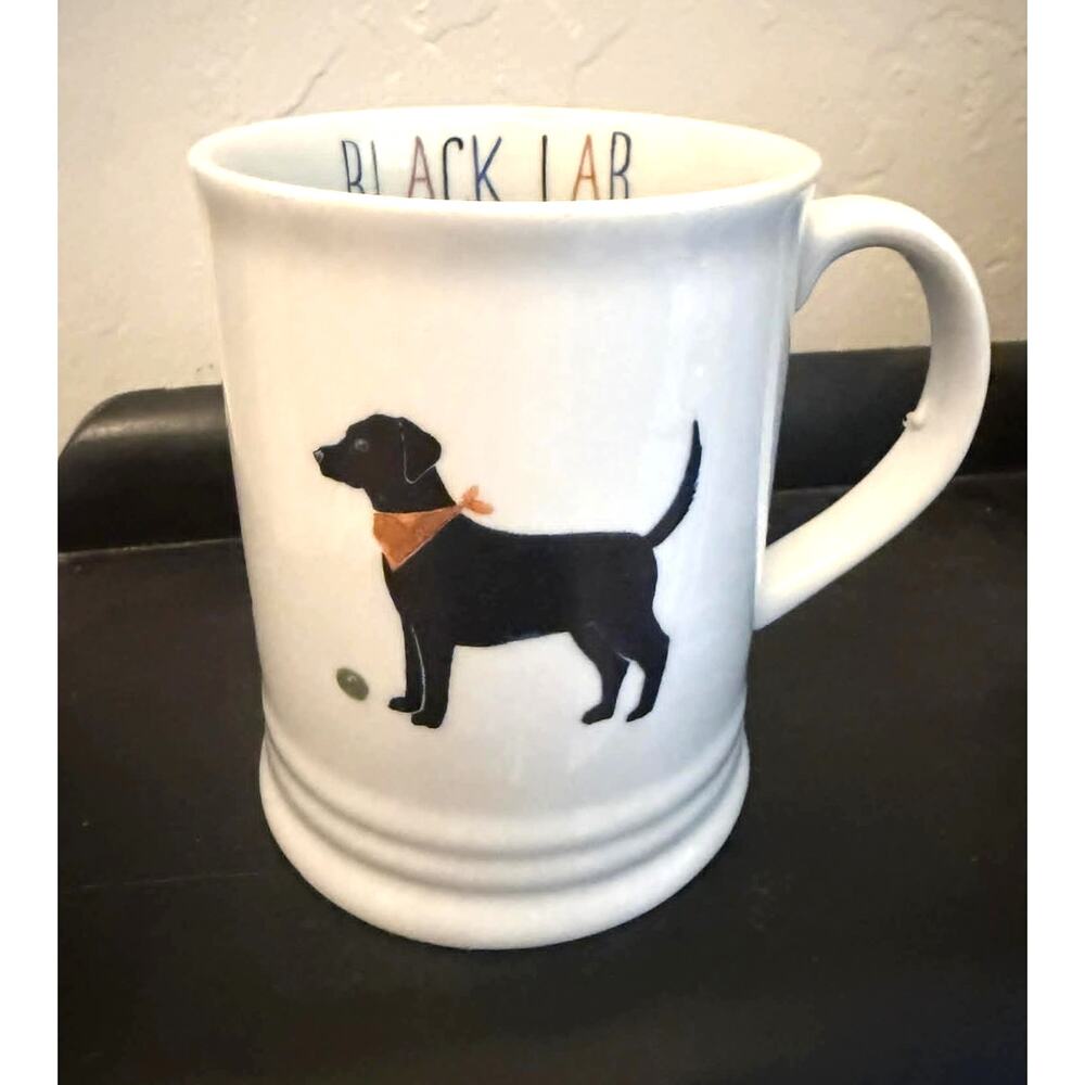 Black Labrador Lab Dog Coffee Mug Fringe Pet Shop Culver City CA Ceramic Cup EUC